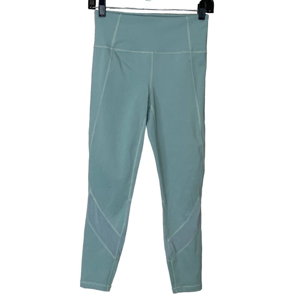 Athleta Eclipse 7/8 High Waist Leggings Mesh Insets Seafoam Green SZ Small